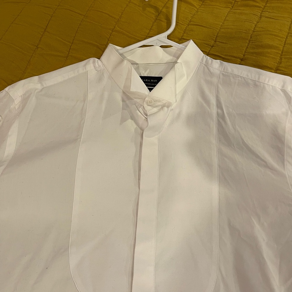Zara Man bib front tuxedo shirt